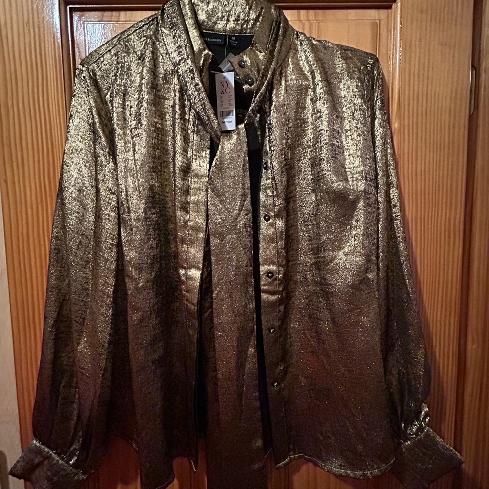 New York & Company Shiny Gold Blouse